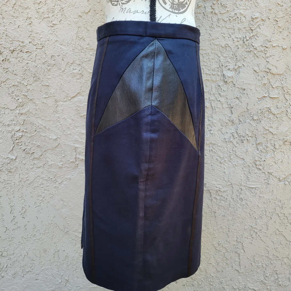 Rag & Bone Leather Panels Black‎ Pencil Knee Lenght Skirt Size 30